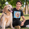 Men's Black Custom Pets Print T-Shirt