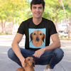 Men's Black Custom Pets Print T-Shirt