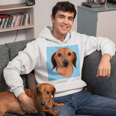 Men's White Custom Pet Print Hoodie