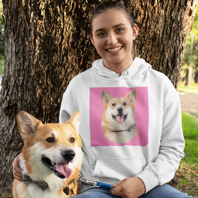 Women's White Custom Pet Print Hoodie