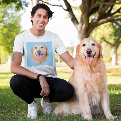 Men's White Custom Pet Print T-Shirt
