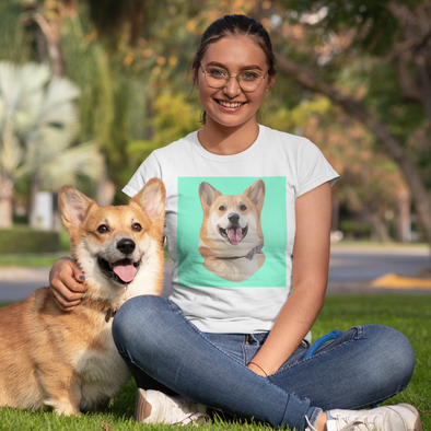 Women's White Custom Pet Print T-Shirt