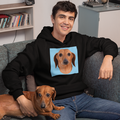 Men's Black Custom Pets Print Hoodie