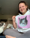 Women's White Custom Pet Print Hoodie Pink