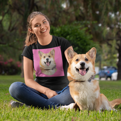 Women's Black Custom Pet Print T-Shirt