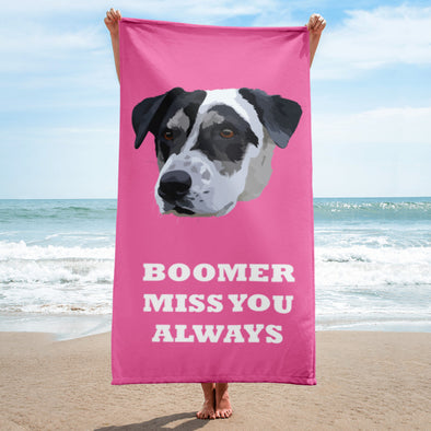 Pet Print Beach Towel With Text