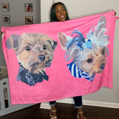 Custom Pet Print Fleece Blanket with dogs | pet blanket | blanket dog