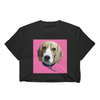 Womens Custom Pet Print Black Crop Top- Pink