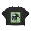 Womens Custom Pet Print Black Crop Top- Aquamarine