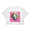 Womens Custom Pet Print White Crop Top- Pink