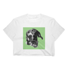 Womens Custom Pet Print White Crop Top- Aquamarine