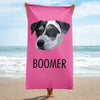 Pet Print Beach Towel With Text-Pink